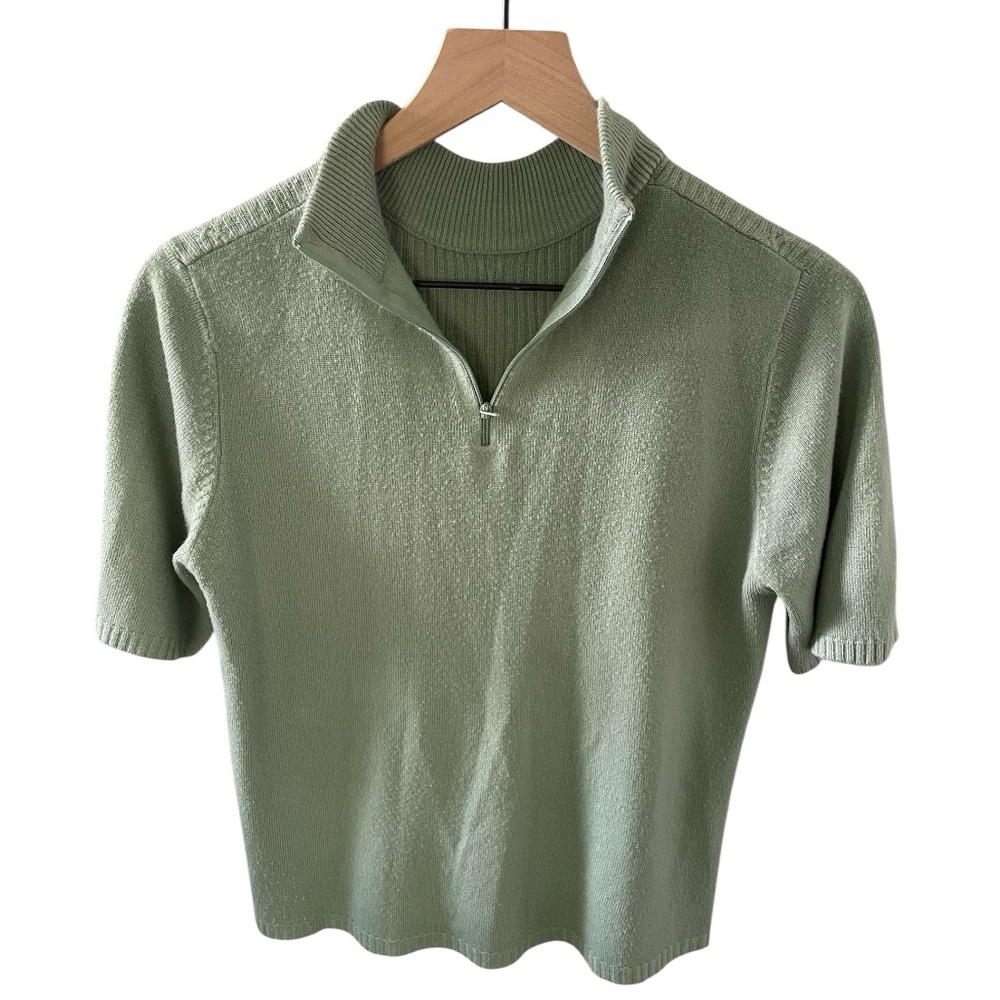 Green Half-Zip Knit Sweater
